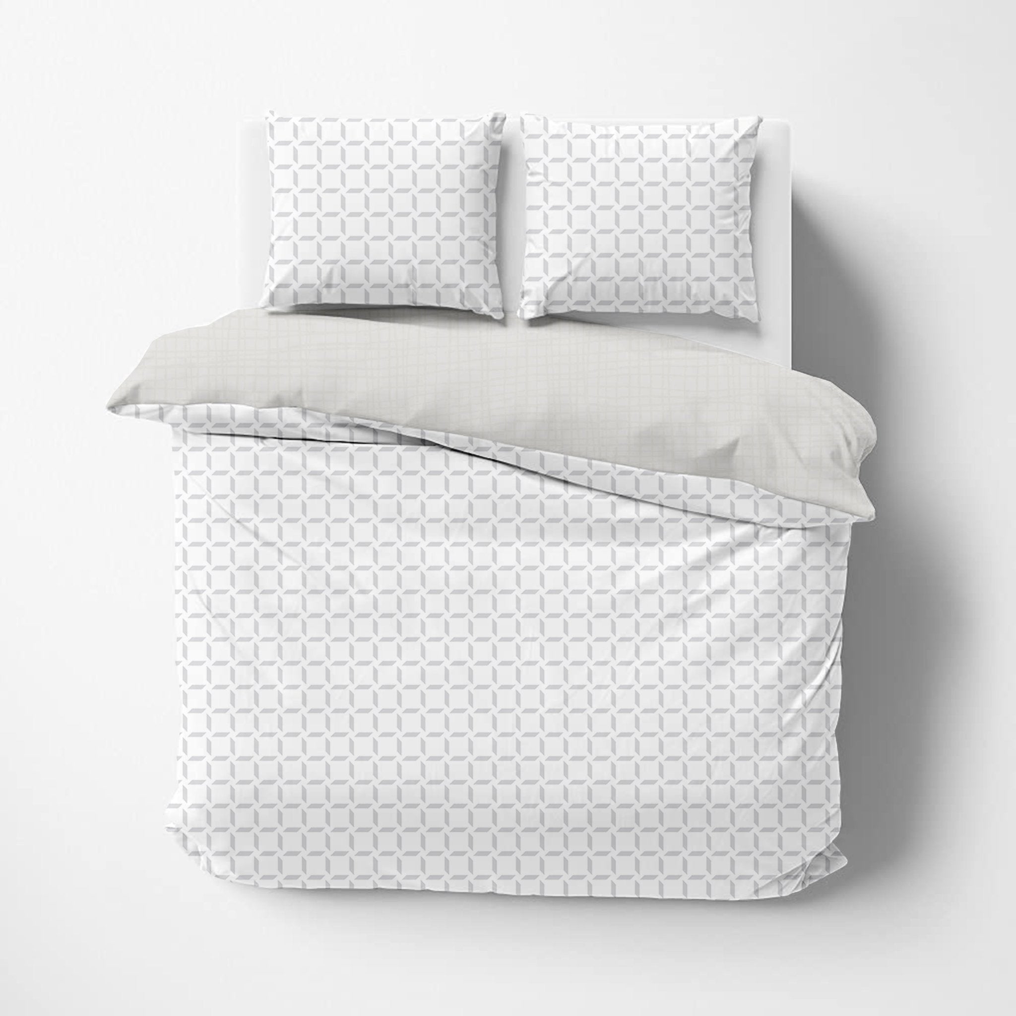 Windowpane Organic Cotton Reversible  Duvet Set