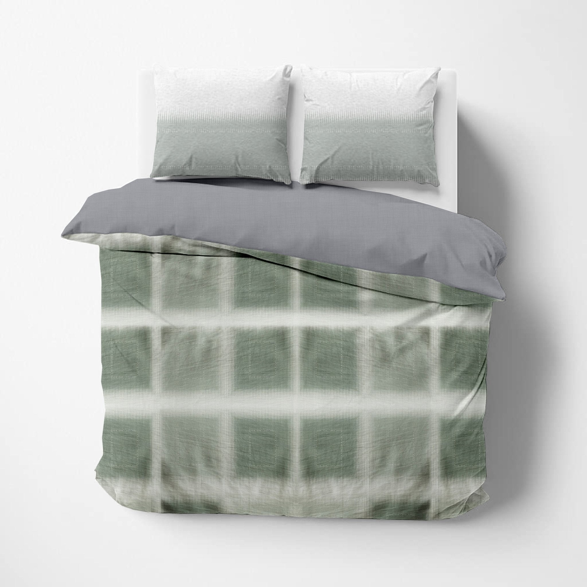 Selena Check Green Organic Cotton Reversible Duvet Set