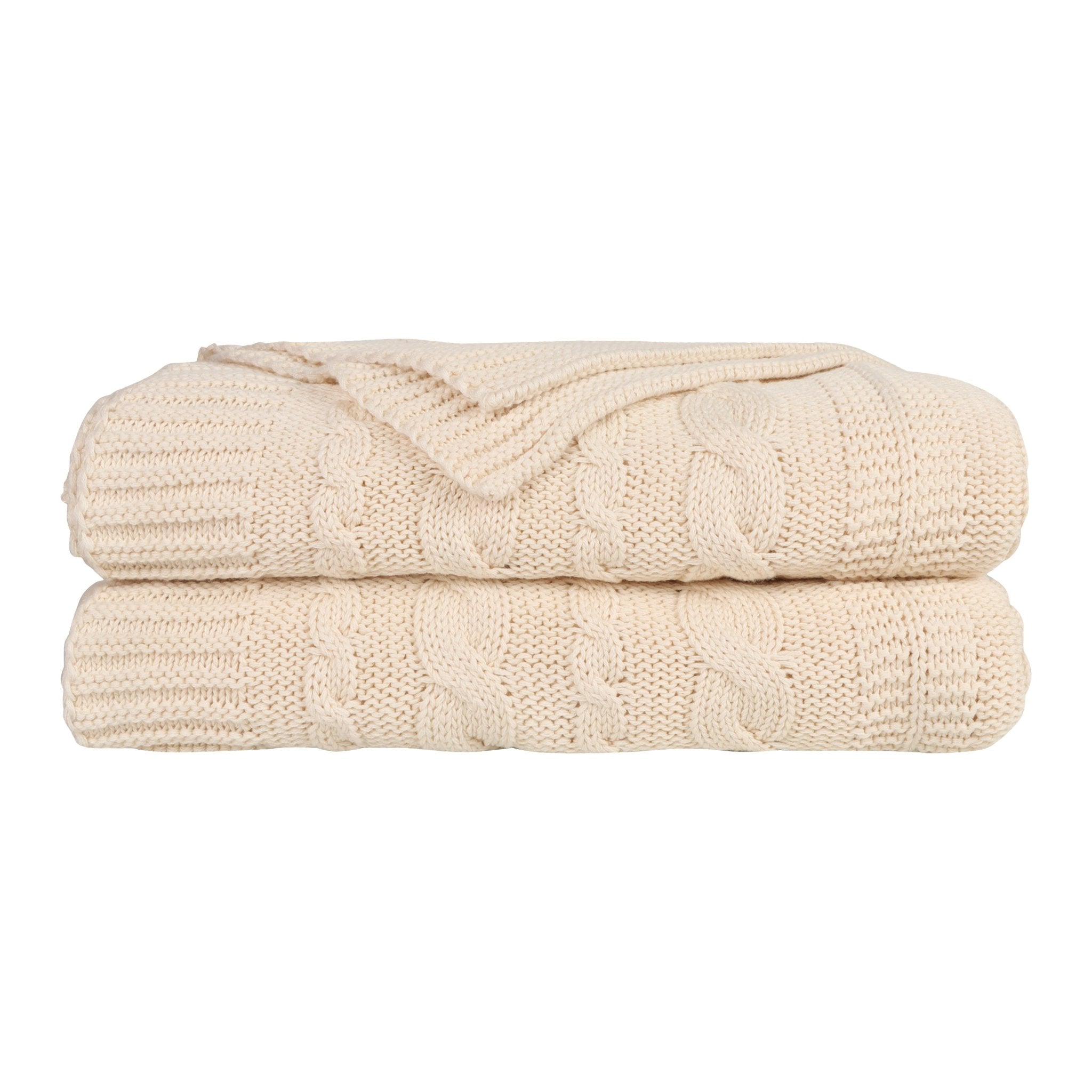 Organic Cotton Cable Knit Throw - DelaraHome