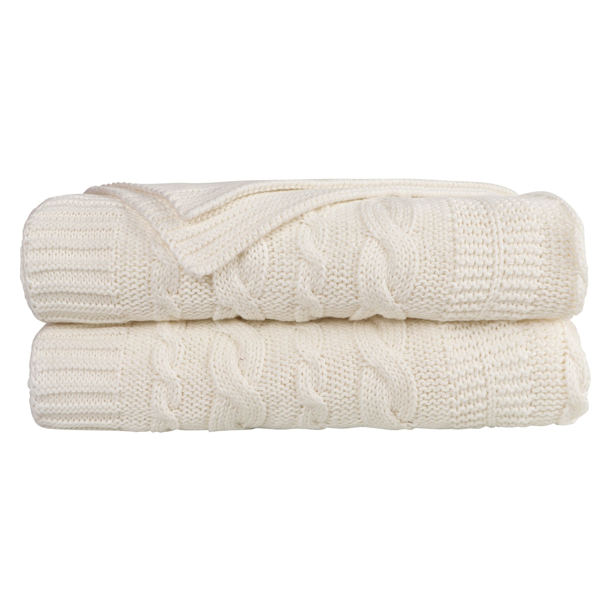 Organic Cotton Cable Knit Throw - DelaraHome