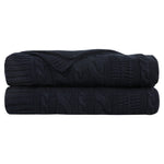 Organic Cotton Cable Knit Throw (Dark Navy) - DelaraHome