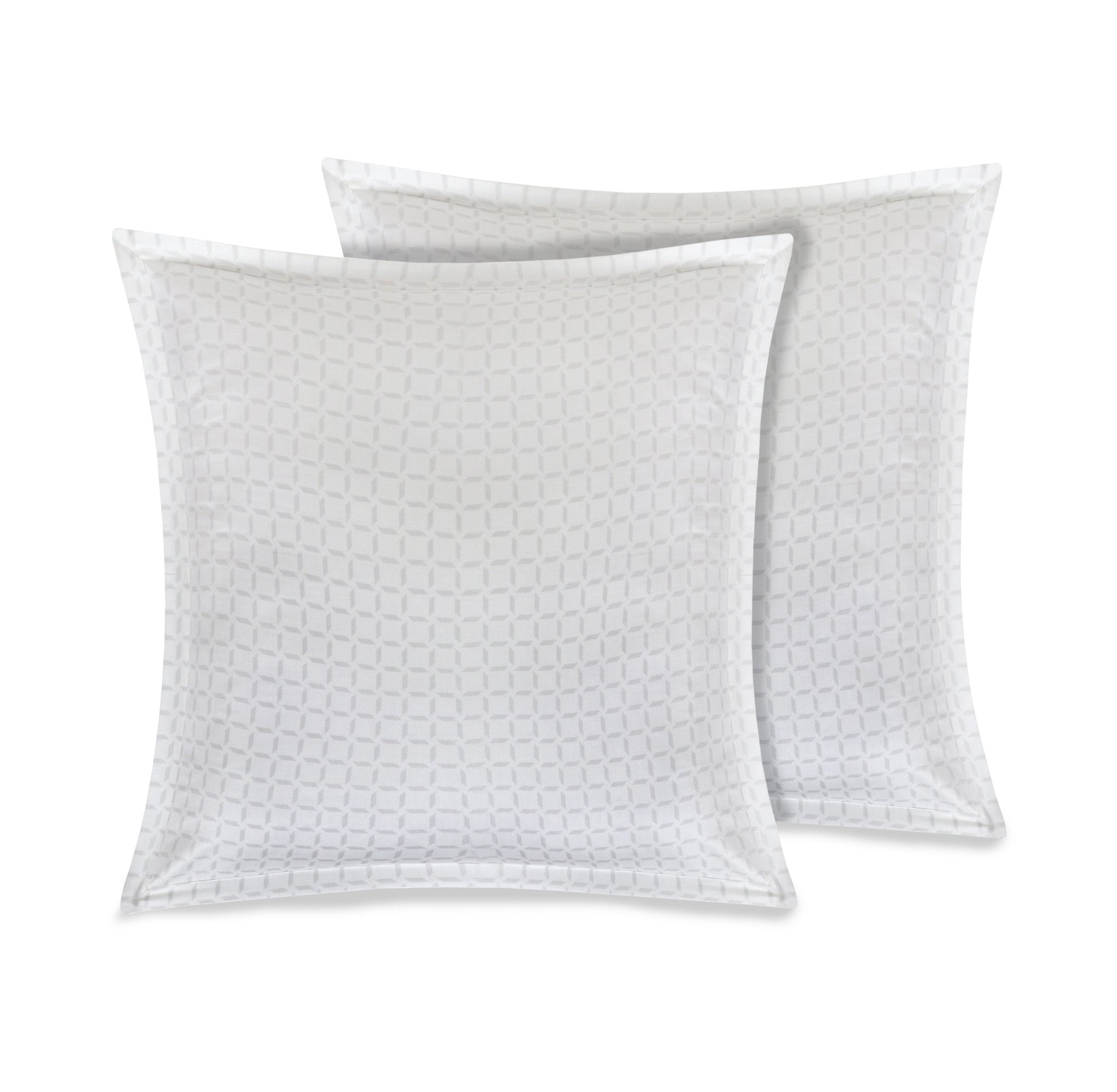 Organic Cotton Euro Sham Pair (Kendra White/Grey) - DelaraHome